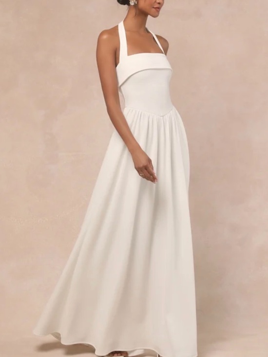Lulus Dresses & Skirts - New Lulus Telia Halterneck White Maxi Dress Sz XL